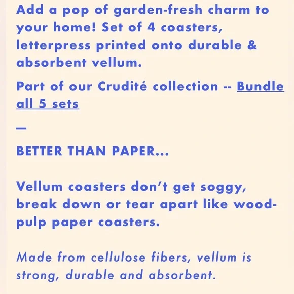 NWT SET Piecework Pasta Linen Cocktail Napkins & Crudite Tomato Vellum Coasters - Picture 9 of 10